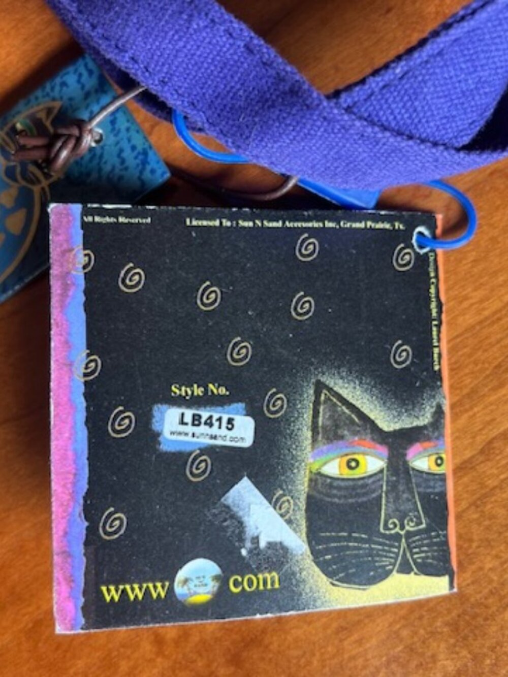 NWT Laurel Burch Original Cats Print Tote Bag Purple Handle Beads - Picture 12 of 16